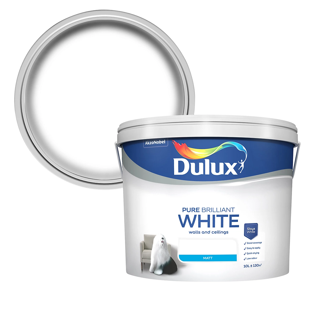 Dulux Walls & Ceilings Pure Brilliant White Matt Emulsion paint, 10L 12 image 24